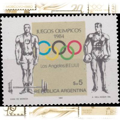 Argentinien Briefmarke Gewichtheben und Leichtathletik #10876 (800x619)