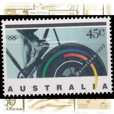 Briefmarken 1992 Australien zur Olympiade Radfahren #10931 (800x588)