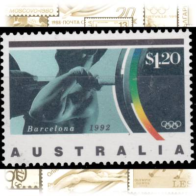 Briefmarken 1992 Australien zur Olympiade Gewichtheben #10933 (800x580)