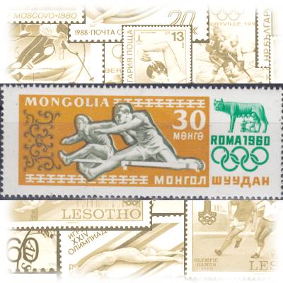 Briefmarke Mongolei zum Thema Olympiade 1960 in Rom #11284 (800x329)