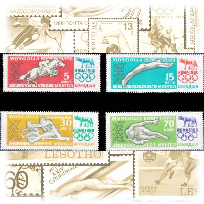 Briefmarkensatz Mongolei zum Thema Olympiade 1960 ... #11288 (1200x576)