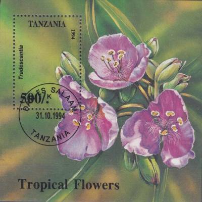 Tansania Block Blumen Briefmarken #11604 (800x800)