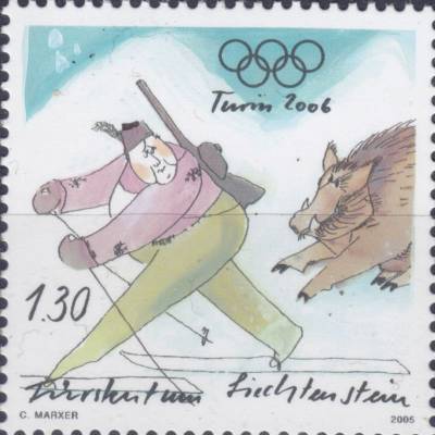 Liechtenstein Biathlon Briefmarke #11609 (800x800)