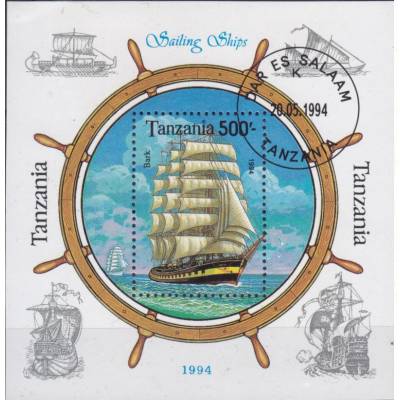 BLOCK Briefmarke Segelschiff von Tansania 1994 #11638 (800x821)