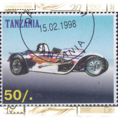 Briefmarken Tansania Rennwagen 1998 #11715 (800x641)