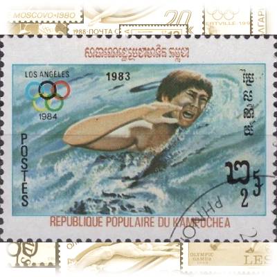 Briefmarken Kambodscha Sommerspiele Los Angeles ... #14174 (440x330)