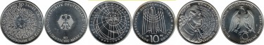 10-DM Gedenkmünzen Deutschland 1999-2001
