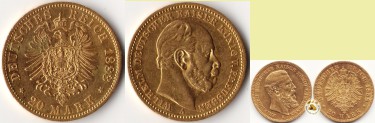 Deutsches Kaiserreich 20 Gold-Mark Goldmünzen
