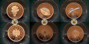 20 Euro Deutschland Deutscher Wald Vorderseite und Rückseite