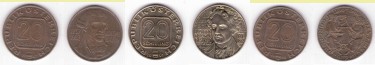 Österreich 20 Schilling-Münzen