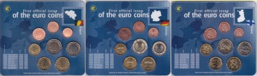 Euro-Kursmünzensätze der 12 Länder 2002