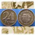 Münzen 2 Filler von Ungarn 1946 und 1947