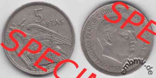5-PTAS, 25-PTAS und 50-PTAS Spanien 1957