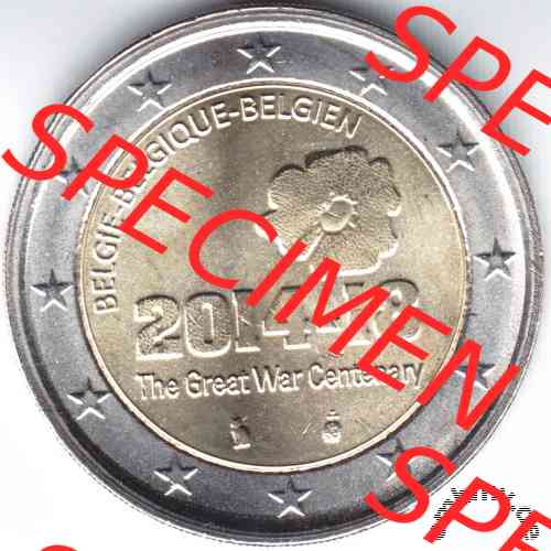 2-Euro Gedenkmünze Belgien 2014 100 Jahre Erster Weltkrieg