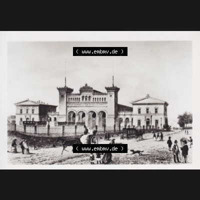 Alte BRD Ansichtskarten aus Sachsen, Bayrischer Bahnhof Leipzig, Zeichnung vom Bahnhof nach eroffnung 1844. Sammlung aus Bundesland Sachsen in Deutschland der BRD, Bundesrepublik... Sammlung
