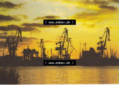 Ansichtskarte DDR Bezirk Rostock, Allgemein DDR, Rostock Blick zum Seehafen Nord 300951 (Stück 89), 1989, Reichenbach (1) Sammlung