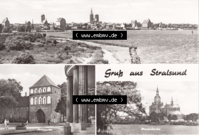 Ansichtskarte DDR Bezirk Rostock, Stadtkreis Stralsund, Hansestadt Stralsund: Bild und Heimat - Reichenbach VOGT (1) Sammlung