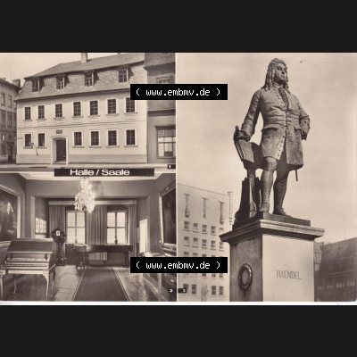 Ansichtskarte DDR Bezirk Halle, Stadtkreis Halle, Stadt Halle: Händelhaus, Englandzimmer, Händel-Denkmal (1) Sammlung