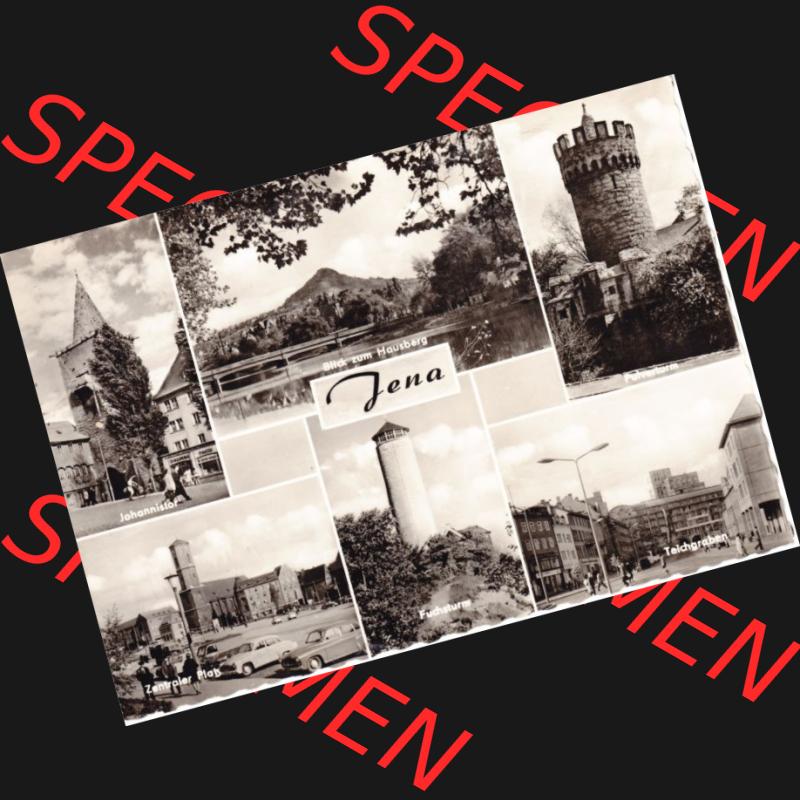 Ansichtskarte DDR Bezirk Gera, Stadtkreis Jena, Stadt Jena: Johannestor, Hausberg, Pulverturm, Zentraler Platz (1) Sammlung