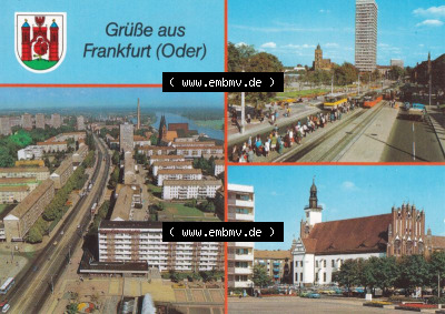 Ansichtskarte DDR Bezirk Frankfurt, Stadtkreis Frankfurt (Oder), Stadt Frankfurt (Oder): Rathaus und Wilhelm-Pieck-Straße (1) Sammlung