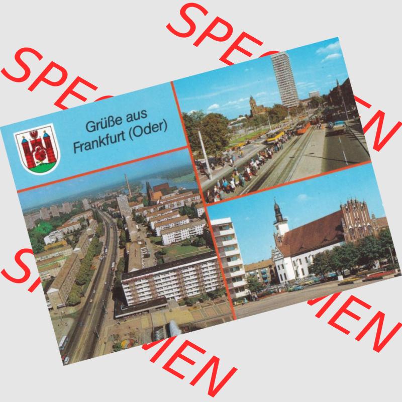 Ansichtskarte DDR Bezirk Frankfurt, Stadtkreis Frankfurt (Oder), Stadt Frankfurt (Oder): Rathaus und Wilhelm-Pieck-Straße (1) Sammlung