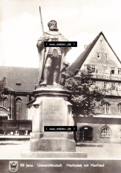 Ansichtskarte DDR Bezirk Gera, Stadtkreis Jena, Stadt Jena: 69 Jena Marktplatz mit Hanfried (1) Sammlung