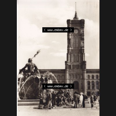 Ansichtskarte DDR Bezirk Berlin, Stadt Berlin: Neptunbrunnen und Rathaus (1) Sammlung