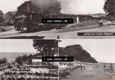Ansichtskarte DDR Bezirk Rostock, Kreis Rügen, Ostseebad Sellin: Kleinbahn auf der Insel Rügen (1) Sammlung
