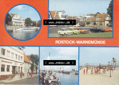 Ansichtskarte DDR Bezirk Rostock, Stadtkreis Rostock, Hansestadt Rostock, Ortsteil Seebad Warnemünde DDR-Mappe, 2,- M Rostock... Sammlung