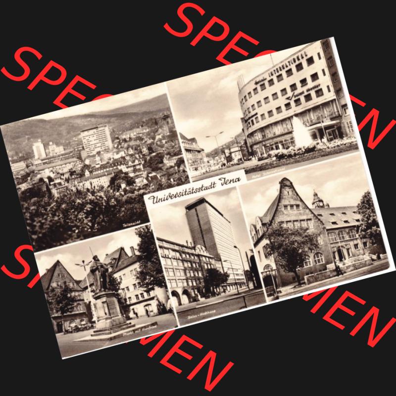 Ansichtskarte DDR Bezirk Gera, Stadtkreis Jena, Stadt Jena: Mehrbildkarte, Hotel International, Zeiss Hochhaus (1) Sammlung