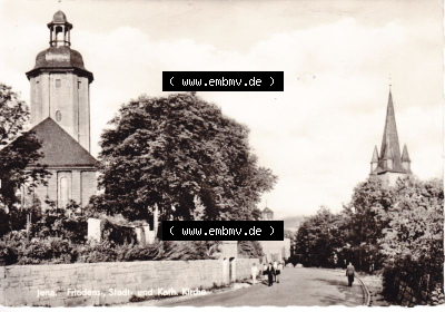 Ansichtskarte DDR Bezirk Gera, Stadtkreis Jena, Stadt Jena: Friedens-, Stadt und Kirche (1) Sammlung