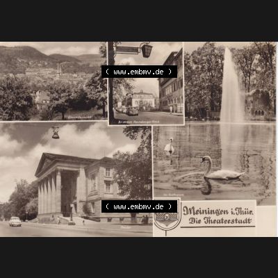 Ansichtskarte DDR Bezirk Suhl, Kreis Meiningen, Stadt Meiningen: Meiningenin Thüringen Die Theaterstadt (1) Sammlung