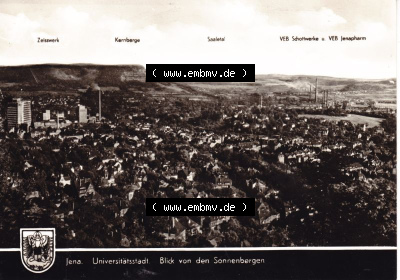 Ansichtskarte DDR Bezirk Gera, Stadtkreis Jena, Stadt Jena: Blick von den Sonnenbergen (1) Sammlung