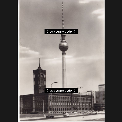 Ansichtskarte DDR Bezirk Berlin, Stadt Berlin: 1969, 20 Jahre DDR Rotes Rathaus mit Fernseh- und UKW-Turm (1) Sammlung