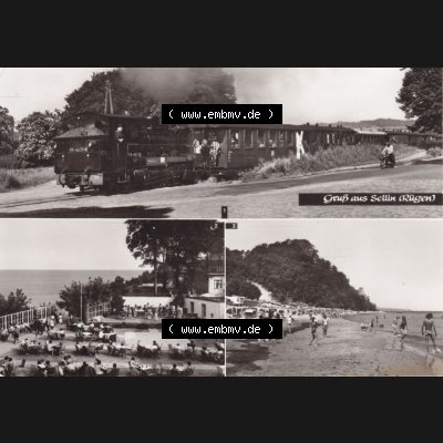 Ansichtskarte DDR Bezirk Rostock, Kreis Rügen, Ostseebad Sellin: Kleinbahn auf der Insel Rügen (1) Sammlung
