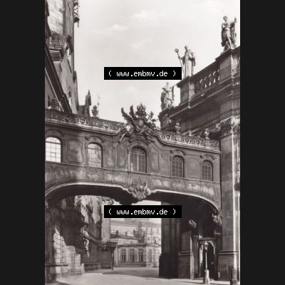 Ansichtskarte DDR Bezirk Dresden, Kreis Dresden, Stadt Dresden: Übergang vom Schloß zur Hofkirche um 1895 von Gustav Frölich (1) Sammlung