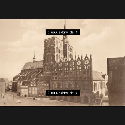 Ansichtskarte DDR Bezirk Rostock, Stadtkreis Stralsund, Hansestadt Stralsund: Wartburg Verlag, Max Keßler, Jena, Rathaus, St. Nicolaikirche Stralsund,... Sammlung