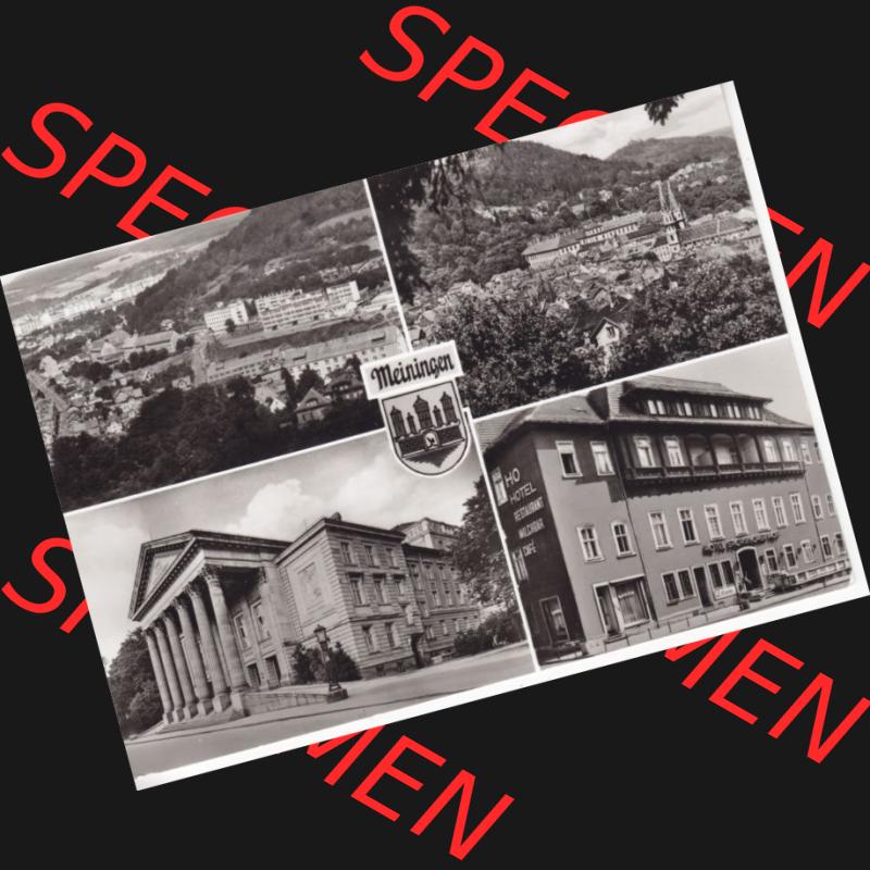 Ansichtskarte DDR Bezirk Suhl, Kreis Meiningen, Stadt Meiningen: Meiniger Theater, Hotel Sächs. Hof, Teilansichten (1) Sammlung