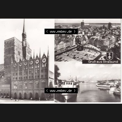 Ansichtskarte DDR Bezirk Rostock, Stadtkreis Stralsund, Hansestadt Stralsund: Gruß aus Stralsund, Mehrbildkarte, Planet Verlag Berlin, gelaufen (1) Sammlung