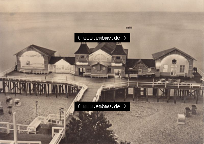 Ansichtskarte DDR Bezirk Rostock, Kreis Rügen, Ostseebad Sellin: Seebrücke am Strand (1) Sammlung
