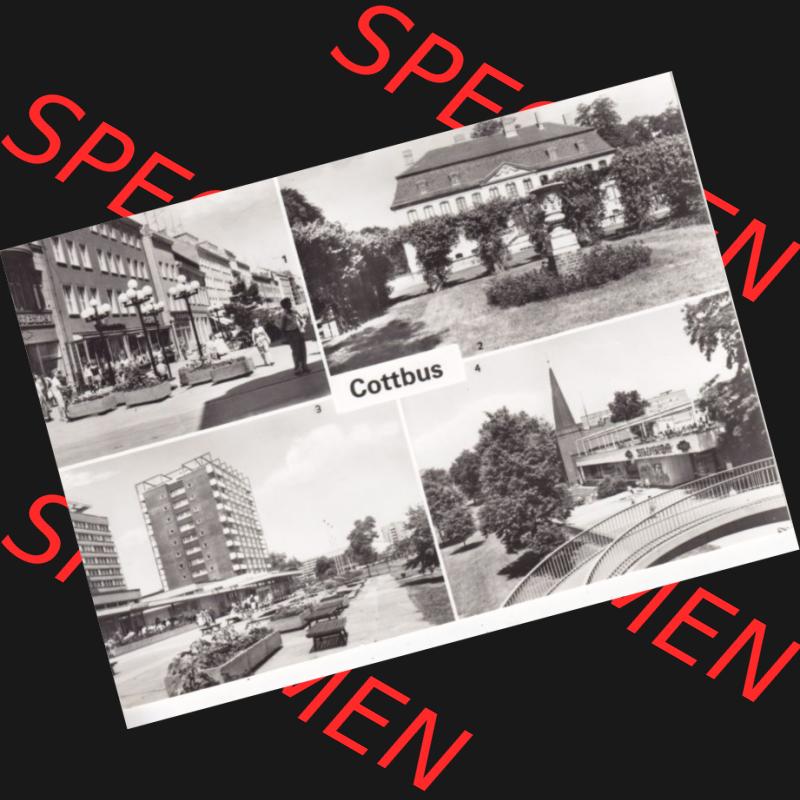 Ansichtskarte DDR Bezirk Cottbus, Kreis Cottbus, Stadt Cottbus: Spremberger Straße, Branitzer Schloß, Zentrum, HO-Gaststätte Am Stadttor (1) Sammlung