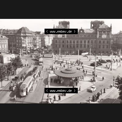 Ansichtskarte DDR Bezirk Dresden, Kreis Dresden, Stadt Dresden: Postplatz mit Telegrafenamt (1) Sammlung