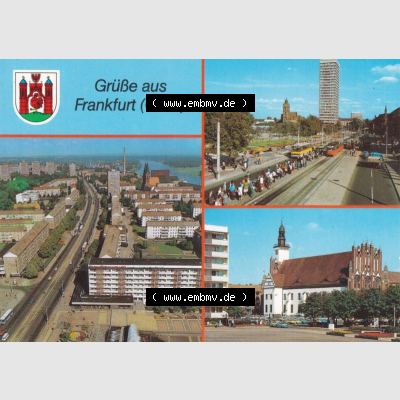 Ansichtskarte DDR Bezirk Frankfurt, Stadtkreis Frankfurt (Oder), Stadt Frankfurt (Oder): Rathaus und Wilhelm-Pieck-Straße (1) Sammlung