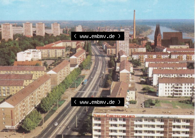 Ansichtskarte DDR Bezirk Frankfurt, Stadtkreis Frankfurt (Oder), Stadt Frankfurt (Oder): Blick vom Hochhaus zur Karl-Marx-Straße... Sammlung