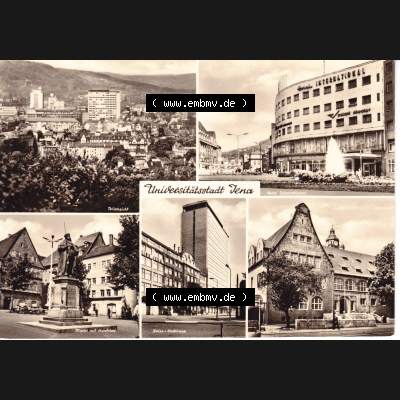 Ansichtskarte DDR Bezirk Gera, Stadtkreis Jena, Stadt Jena: Mehrbildkarte, Hotel International, Zeiss Hochhaus (1) Sammlung