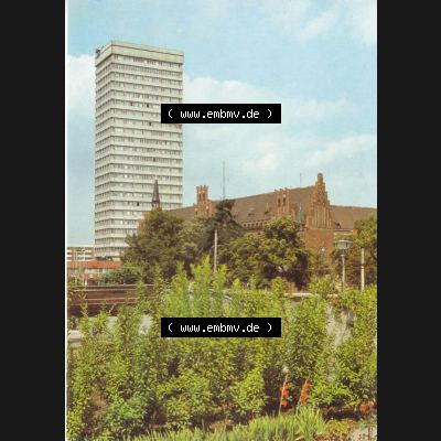 Ansichtskarte DDR Bezirk Frankfurt, Stadtkreis Frankfurt (Oder), Stadt Frankfurt (Oder): Hochhaus am Platz der Republik, Jugend-Touristenhotel (2) Sammlung