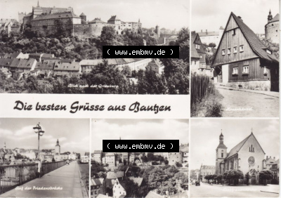 Ansichtskarte DDR Bezirk Dresden, Kreis Bautzen, Stadt Bautzen: In s/w Schwarzweiß Postkarte Blick nach der Ortenburg, Auf der... Sammlung