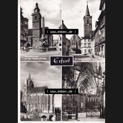Ansichtskarte Bezirk Erfurt, Stadtkreis Erfurt, Stadt Erfurt Angerbrunnen, St. Ägidienkirche, Dom, Domportal. Ansichtskarte bzw. Postkarte aus DDR-Zeiten... Sammlung