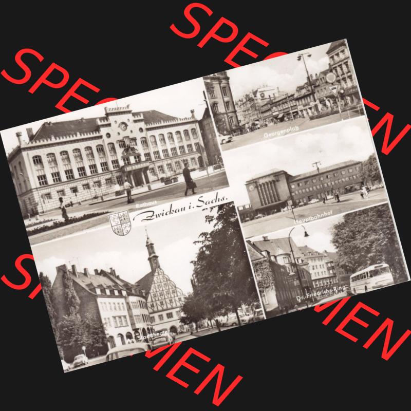 Ansichtskarte Bezirk Karl-Marx-Stadt, Landkreis Zwickau-Land, Stadt Zwickau der DDR Rathaus,, Georgenplatz, Am Stadttheater, Dr.-Friedrich-Ring. DDR Postkarte... Sammlung