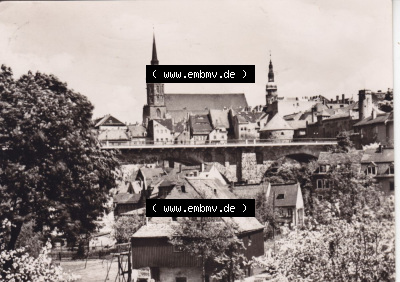 Ansichtskarte DDR Bezirk Dresden, Kreis Bautzen, Stadt Bautzen: In s/w Schwarzweiß Postkarte Blick auf den Petzidom mit Altstadt... Sammlung